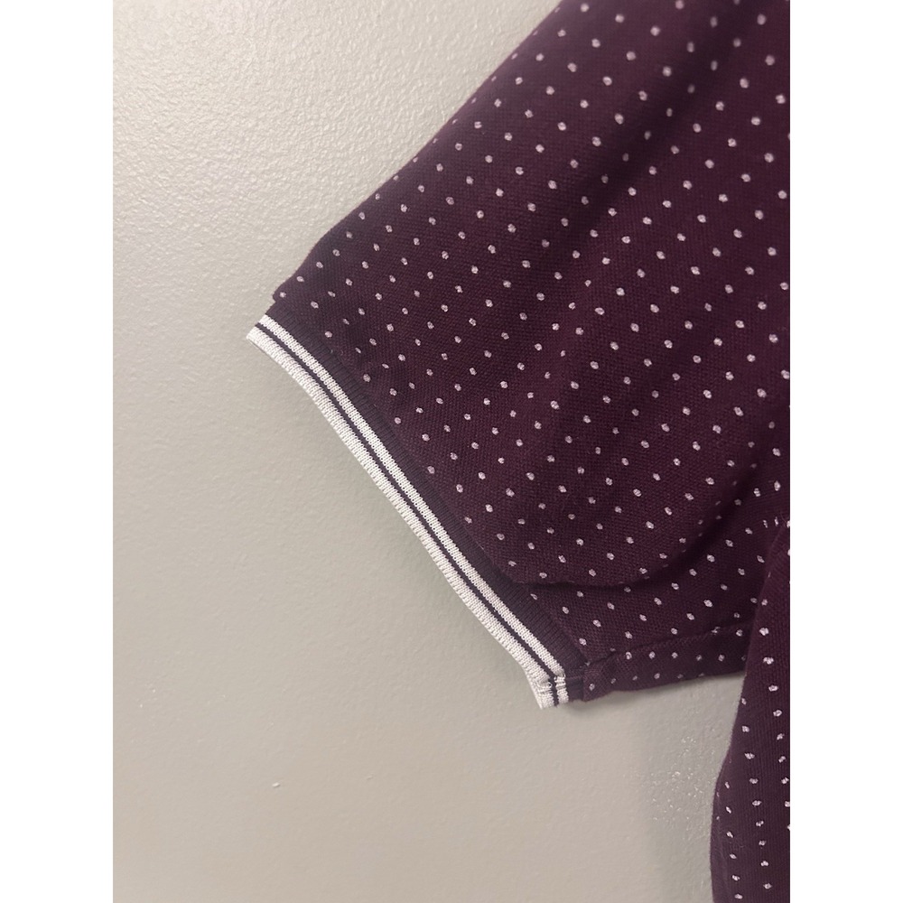 DENIM‎ & FLOWER RICKY SINGH Slim  Polo Burgundy White Poka Dot M Golf - Picture 9 of 14
